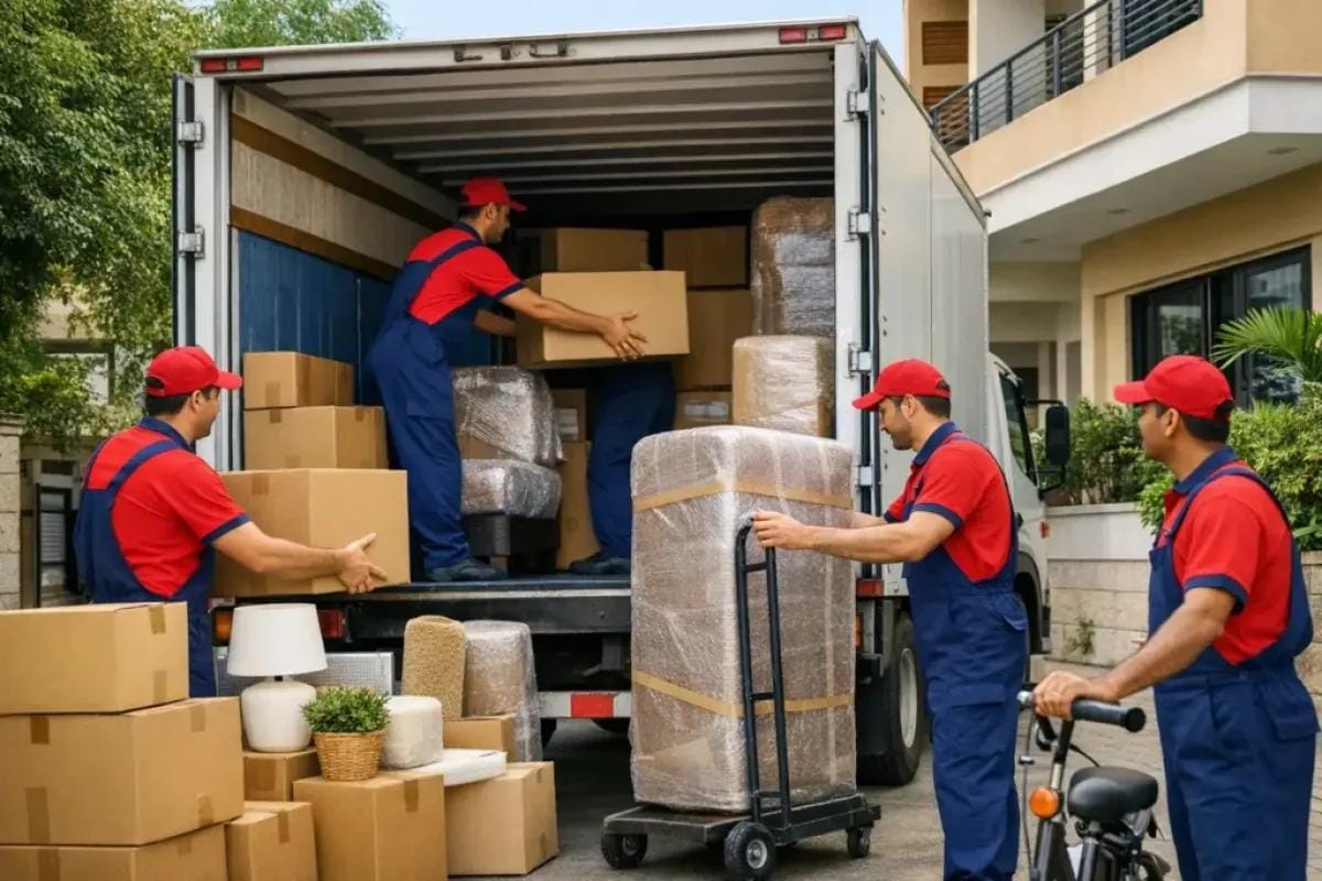 Truck loaded with household belongings for a same-city local move